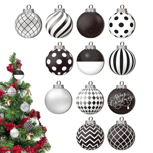 Weihnachtskugel-Ornamente – 12 Christbaumkugeln | dekorative Kugelornamente aus Holz | hängende Weihnachtskugeln, bruchsichere Weihnachtsbaumdekoration für Haus, Festival, Pool von Zvn Zojne