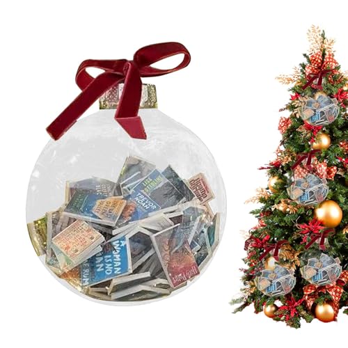 Weihnachtskugeln für Weihnachtsbaum – Weihnachtskugeln für Baum | Transparente Kugeln gefüllt mit Büchern und Kordeln | Weihnachtskugel zum Aufhängen, lustige Hängekugel für Baum M von Zvn Zojne