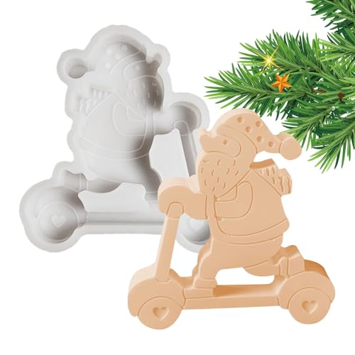 Weihnachtsmann-Silikonform – Weihnachtsmann-Kerzenform | Flexibler Weihnachtsmann mit Scooter-Silikonform | Wiederverwendbare Harz-Seifenform für Epoxidharz, handgefertigte Seife von Zvn Zojne