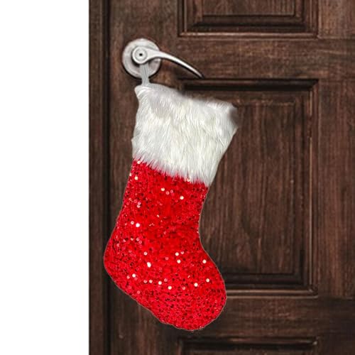 Weihnachtsstrumpf mit Pailletten, Weihnachtsstrumpf mit Glitzer, Weihnachtstüten mit glitzernden Pailletten | Weihnachtsbaumschmuck, Glitzer-Plüsch-Strümpfe, für Bi von Zvn Zojne