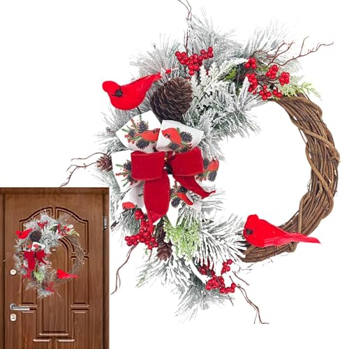 Winter-Weihnachtskranz, Weihnachts-Haustürkranz | Künstlicher Tannenzapfen-Kranz, Dekoration für Haustür, rustikaler Urlaubskranz aus Bauernhof-Rattan, 17,7 Zoll, fo von Zvn Zojne