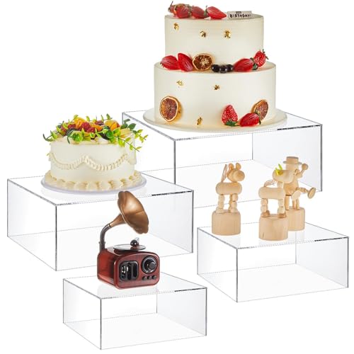 Würfel-Display aus Acryl – 4 Stück transparente Würfel-Anzeige | Würfel-Risers für kubische Anzeige | Würfel-Display mit hohlem Boden | Acrylboxen für Ausstellungen von Zvn Zojne
