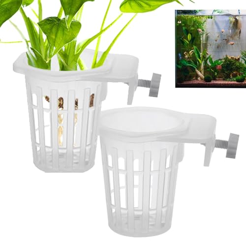 Zvn Zojne Halterung für Aquarien – 2 Tassen für Aquarien | Halterung für transparente Blumentöpfe für Aquarium | Blumentopf mit Löchern | Hängehalterung für Aquarien von Zvn Zojne
