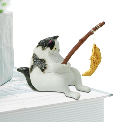 Zvn Zojne Niedliche Katzenfiguren, Aquarienstatue, Fischkatze, Aquarium-Dekoration – lustige Dekoration für Aquarium, Büro, Auto, Regal, Blumentopf. von Zvn Zojne