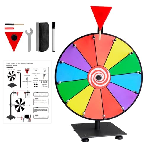 Zvn Zojne Prize Wheel, Drehplatte, mit 12 Steckplätzen, Lotterierad mit Radiergummi und Marker, austauschbares Spiinningrad für Karneval, Glücksspiel, Sipinning, Tombola-Rad Zvn Zojne Prize Wheel, Drehplatte, mit 12 Steckplätzen, Lotterierad mit Radiergummi und Marker, austauschbares Spiinningrad für Karneval, Glücksspiel, Sipinning, Tombola-Rad von Zvn Zojne