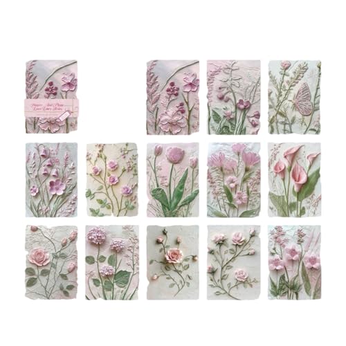 23 Blatt geprägtes Papier mit Blumenprägung, dekorative Blätter, Scrapbooking, Dekoration, Zubehör für Tagebuch, Fotoalbum, Bastelprojekt, geprägt von ZwaitL