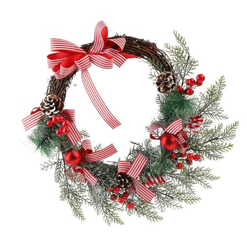 Freundlicher Weihnachtskranz aus Naturholz mit Tannenzapfen und Schleifen, Weberanke, Weihnachten für Tür oder Wand, handgefertigt, Urlaubsdekoration von ZwaitL