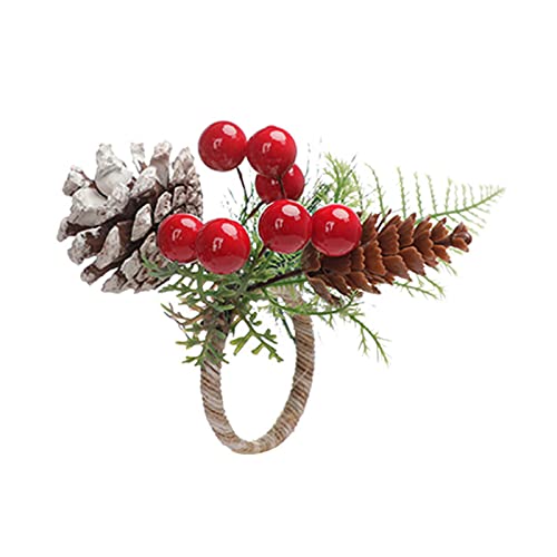 Serviettenhalter mit Tannenzapfen, rote Beeren, handgefertigt, Serviettenschnalle, Urlaub, Tischdekoration, Taschentuchhalter von ZwaitL