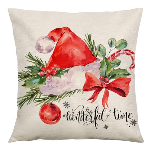 ZwaitL Eleganter Weihnachts-Kissenbezug, dekorative Kissenbezüge für Neujahr, Heimdekoration, dekorative Kissen, stilvolles Sofa-Zubehör und waschbares Sofakissen von ZwaitL