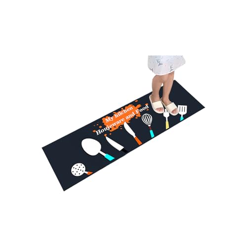 ZwaitL Küchenmatte, ölbeständig und rutschfest, Polyester-Teppich erhöht den Komfort und die ölbeständige Bodenmatte von ZwaitL