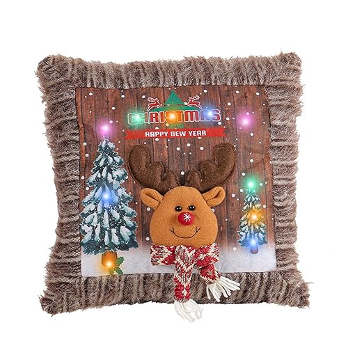 ZwaitL Kurzer Plüsch-Kissenbezug mit LED-Lichtern, quadratischer Kissenbezug für Sofa, Bett, Zuhause, 40 x 40 cm, Weihnachtsglühen, kreativ, superweicher Bezug ZwaitL Kurzer Plüsch-Kissenbezug mit LED-Lichtern, quadratischer Kissenbezug für Sofa, Bett, Zuhause, 40 x 40 cm, Weihnachtsglühen, kreativ, superweicher Bezug von ZwaitL