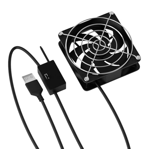 ZwaitL USB-Ventilator mit 3 Geschwindigkeiten, 8 cm, mit automatischer Temperaturregelung, für Router, Spielgeräte, Router, Lüfter ZwaitL USB-Ventilator mit 3 Geschwindigkeiten, 8 cm, mit automatischer Temperaturregelung, für Router, Spielgeräte, Router, Lüfter von ZwaitL