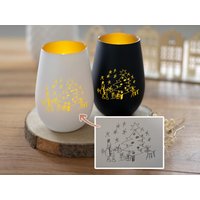 Personalisierbares Windlicht Mit Kinderzeichnung | Geschenk Weihnachten Gravur Geburtstag von ZwaytShop
