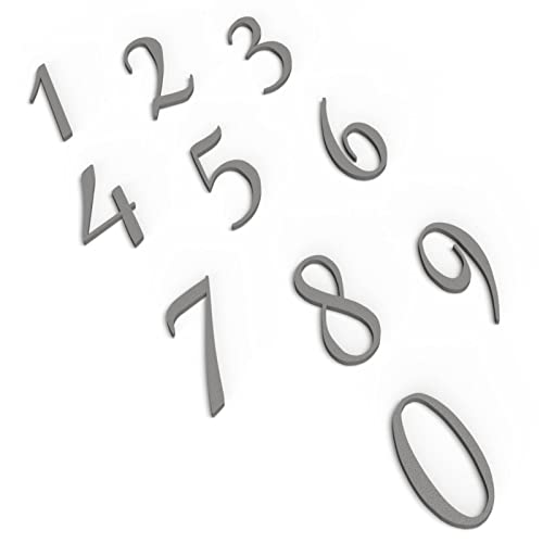 0 bis 9 Zahlen Set Türschild Schriftzug Firma Name Wandschild Selbstklebend Grau von Zwayve