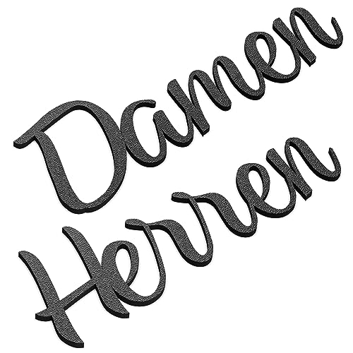 Damen Herren Türschild Set WC Toilettenschild Selbstklebend Schriftzug Schwarz von Zwayve