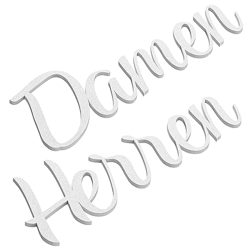 Damen Herren Türschild Set WC Toilettenschild Selbstklebend Schriftzug Weiß von Zwayve
