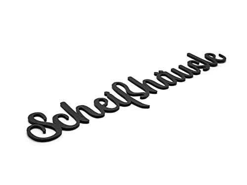 Scheißhäusle Türschild WC Schild Toiletten Klo Schriftzüge Gästetoilette Toilettenschild Selbstklebend Schwarz von Zwayve