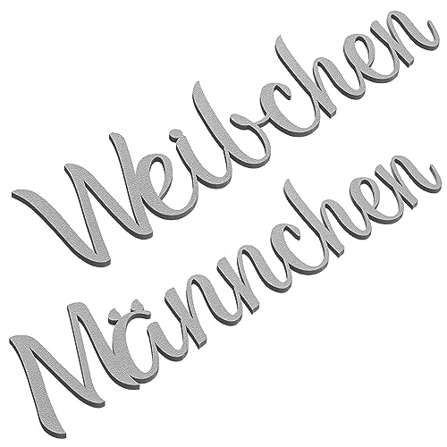 Weibchen Männchen Türschild Set WC Toilettenschild Selbstklebend Schriftzug Grau von Zwayve