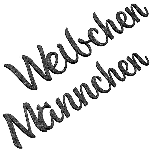 Weibchen Männchen Türschild Set WC Toilettenschild Selbstklebend Schriftzug Schwarz von Zwayve