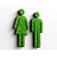 Mooswerk Wc Türschild Frau & Mann Mit Echtem Moos | Selbstklebendes Toilettenschild Für Gäste-Wc, Unisex-Toilette Und Badezimmer von ZwayveDesign