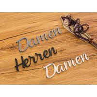 Wc Türschild Set Damen Herren Toilettenschild 3D Schriftzüge Gästetoilette Selbstklebend von ZwayveDesign