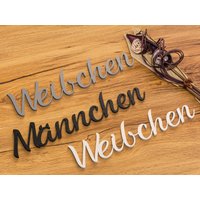 Wc Türschild Set Weibchen Männchen Toilettenschild 3D Schriftzüge Gästetoilette Selbstklebend von ZwayveDesign