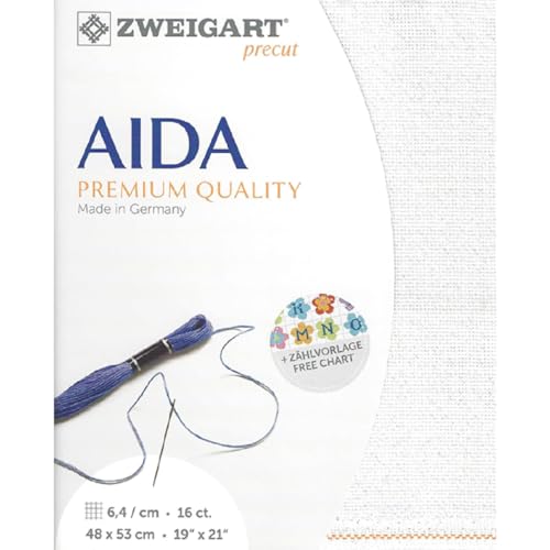 AIDA Precut 16 ct. 3251 Farbe 11 weiß irisee, Handarbeitsstoff für Kreuzstich 48x53 cm AIDA Precut 16 ct. 3251 Farbe 11 weiß irisee, Handarbeitsstoff für Kreuzstich 48x53 cm von Zweigart