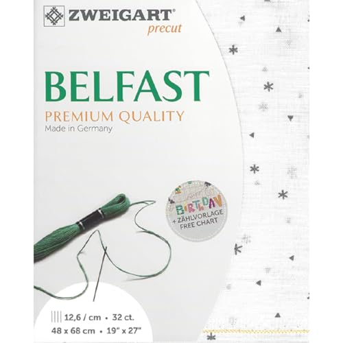 Zählstoff BELFAST Precut 32 ct. 3609 Farbe 1369 Sternchen weiß-grau, Handarbeitsstoff aus 100% Leinen für Stickerei 48x68 cm Zählstoff BELFAST Precut 32 ct. 3609 Farbe 1369 Sternchen weiß-grau, Handarbeitsstoff aus 100% Leinen für Stickerei 48x68 cm von Zweigart