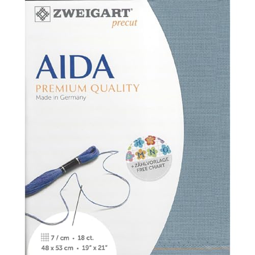 Zweigart AIDA precut 18 ct. Fein-Aida 3793 Farbe 5020 dunkel blaugrau, Handarbeitsstoff für Kreuzstich 48x53cm Zweigart AIDA precut 18 ct. Fein-Aida 3793 Farbe 5020 dunkel blaugrau, Handarbeitsstoff für Kreuzstich 48x53cm von Zweigart