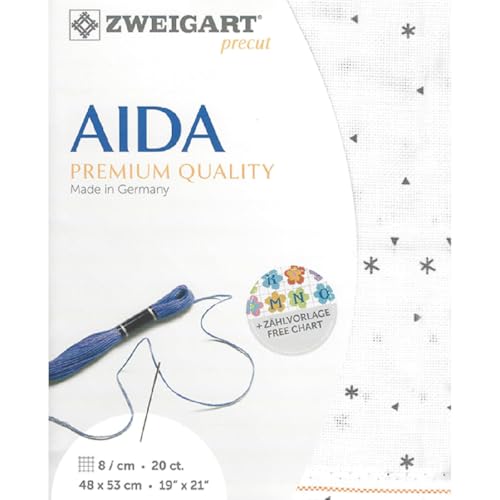 Zweigart AIDA precut 20 ct. Extra Fein-Aida 3326 Farbe 1369 sparkle, Handarbeitsstoff für Kreuzstich 48x53cm von Zweigart