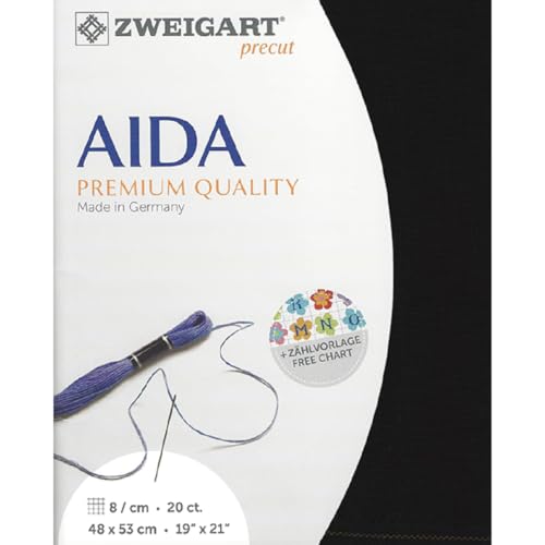 Zweigart AIDA precut 20 ct. Extra Fein-Aida 3326 Farbe 720 Schwarz, Handarbeitsstoff für Kreuzstich 48x53cm Zweigart AIDA precut 20 ct. Extra Fein-Aida 3326 Farbe 720 Schwarz, Handarbeitsstoff für Kreuzstich 48x53cm von Zweigart