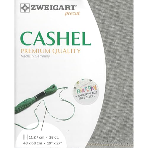 Zweigart Zählstoff CASHEL Precut 28 ct. 3281 Farbe 769 platinum grau, Handarbeitsstoff aus 100% Leinen für Stickerei 48x68 cm Zweigart Zählstoff CASHEL Precut 28 ct. 3281 Farbe 769 platinum grau, Handarbeitsstoff aus 100% Leinen für Stickerei 48x68 cm von Zweigart