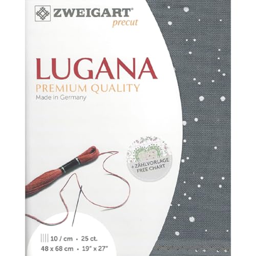 Zweigart Zählstoff LUGANA Precut 25 ct. 3835 Farbe 7419 splash grau, Handarbeitsstoff für Stickerei 48x68 cm Zweigart Zählstoff LUGANA Precut 25 ct. 3835 Farbe 7419 splash grau, Handarbeitsstoff für Stickerei 48x68 cm von Zweigart