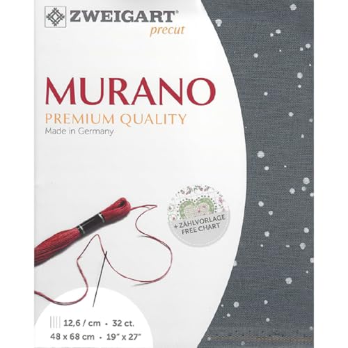 Zweigart Zählstoff MURANO Precut 32 ct. 3984 Farbe 7419 Splash grau-weiß, Handarbeitsstoff für Stickerei 48x68 cm Zweigart Zählstoff MURANO Precut 32 ct. 3984 Farbe 7419 Splash grau-weiß, Handarbeitsstoff für Stickerei 48x68 cm von Zweigart