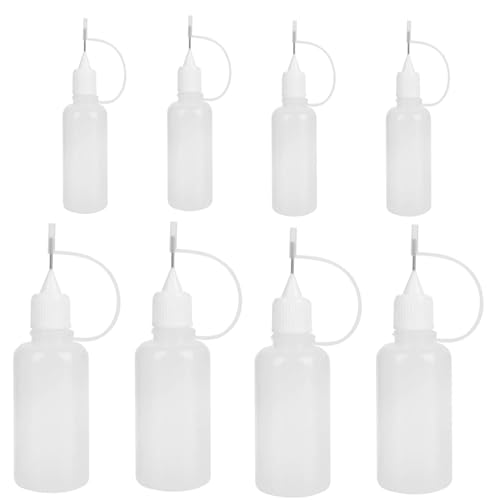 Zwenjuan Feine Spitze Leimapplikator,8 Stück Nadelflasche Dosierflasche Kleber Flasche Laborflasche Leimflasche Lee Kleine Plastikflaschen Quetschflasche Klein,für Öle Farben Klebstoffe von Zwenjuan