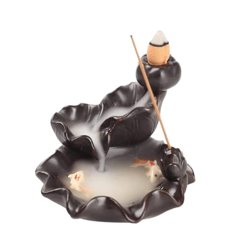 Zwenjuan Wasserfall Rückfluss Räuchergefäß,Keramik Räucherstäbchenhalter Rückfluss Räuchergefäß Halter Wasserfall Lotus Weihrauchbrenner Halter,Brenner für Heimdekoration,Aromatherapie Ornament von Zwenjuan