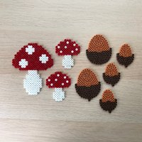 Set Aus Pilzen Und Eicheln Bügelperlen Herbst Tischdeko/Fensterdeko/Wanddeko/Türdeko von ZwergenmamasDeko