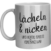 Tasse Mit Spruch Lächeln & Nicken Und Hoffen, Dass Es Keine Frage War - Kaffeetasse Statement Becher Geschenk von Zwergenstick