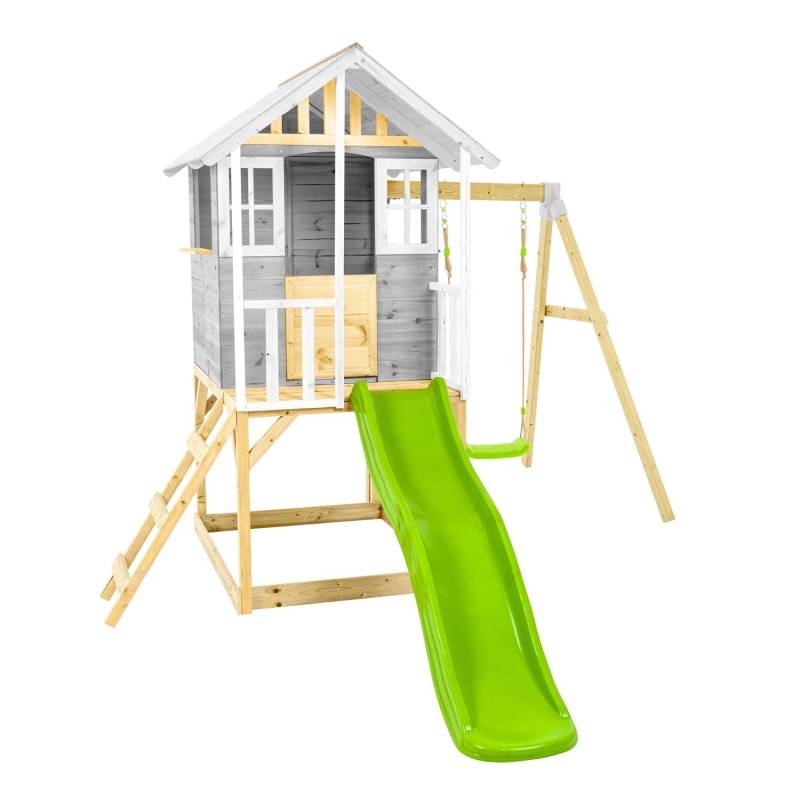 Zwerkules Spielhaus Valli 2 m. Rutsche u. Schaukel 352 x 280 x 244 cm Grau FSC® von Zwerkules