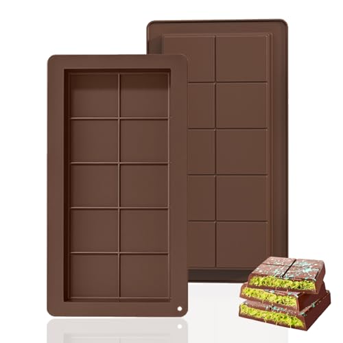 2 Stück Schokoladenform Silikon Tief，Schokolade Praline Süßigkeiten, BPA-frei Schokoladentafel in Lebensmittelqualität Form Silikonform,Wiederverwendbare DIY-Backformen zum von Zwhhmf