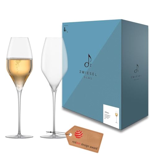 Zwiesel Glas Champagnerglas Alloro (2-er Set), in Handarbeit mundgeblasene Sektgläser mit Moussierpunkt, ästhetische Tritan®-Kristallgläser für Perlwein (Art.-Nr. 122175) (Alloro Champagnerglas) von Zwiesel Glas