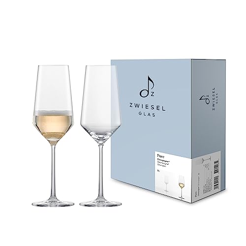 Zwiesel Glas Champagnerglas Pure (2-er Set), anmutige Champagnerflöten mit Moussierpunkt, spülmaschinenfeste Tritan-Kristallgläser, Made in Germany (Art.-Nr. 122734) von Zwiesel Glas