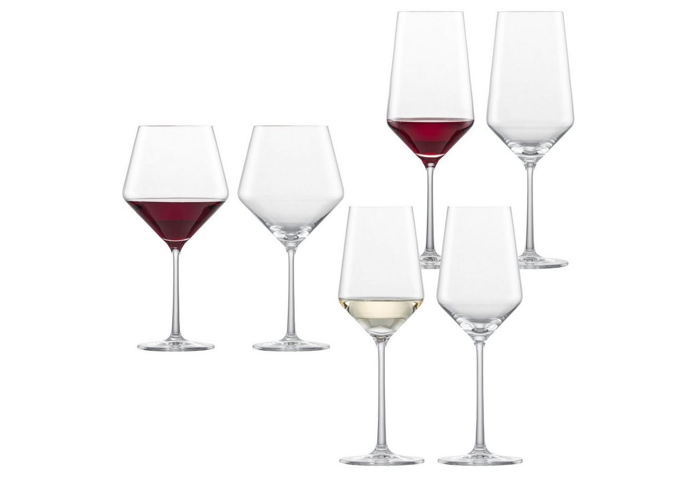 Zwiesel Glas Gläser-Set Pure Rot- und Weißweingläser 6er Set, Glas von Zwiesel Glas