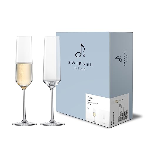 Zwiesel Glas Sektglas Pure (2-er Set), anmutige Champagner Gläser mit Moussierpunkt, spülmaschinenfeste Tritan®-Kristallgläser, Made in Germany (Art.-Nr. 122316) von Zwiesel Glas