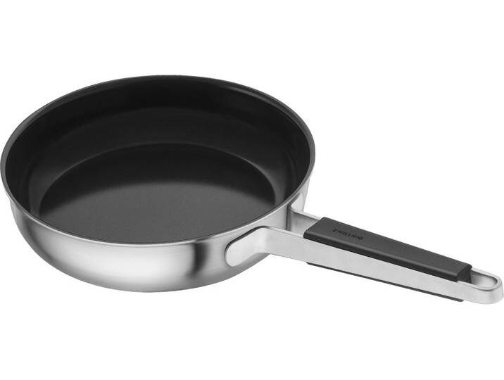 Bratpfanne ZWILLING Pure , silber (silberfarben), B:32,6cm H:21,7cm L:46,2cm Ø:24cm, Pfannen, Keramikbeschichtung, Stay-Cool Griffe, Edelstahl von Zwilling