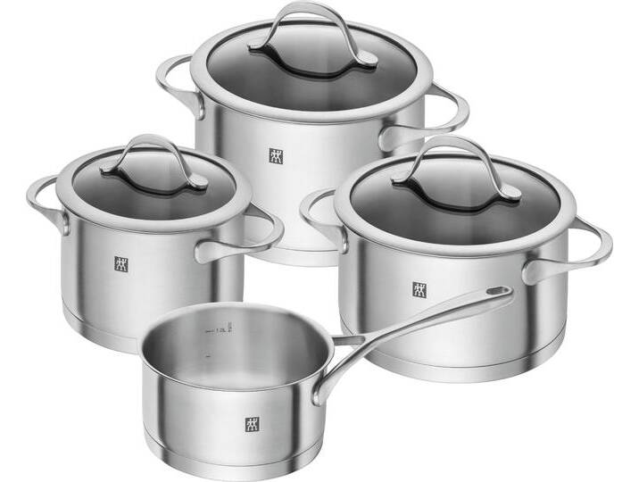 Topf-Set ZWILLING Essence , silber (silberfarben), Töpfe, Sandwichboden sehr gute Wärmeverteilung Füllskala Edelstahlgussgriffe von Zwilling
