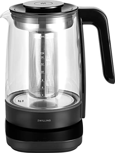 ZWILLING ENFINIGY Wasserkocher aus Glas mit Teesieb, Temperatureinstellung & Teetimer, 1850 Watt, 1,7 Liter, Schwarz von Zwilling