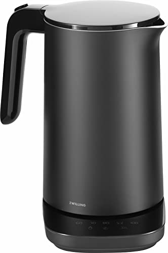 ZWILLING ENFINIGY Wasserkocher Pro mit Temperatureinstellung, Edelstahl-Kalkfilter & Warmhaltefunktion, 1850 Watt, 1,5 Liter, Schwarz von ZWILLING