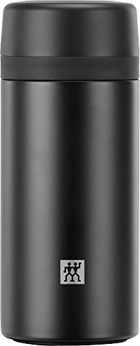 ZWILLING Thermo Thermoflasche, Integrierter Siebeinsatz, Isolierflasche für Tee & Infused Water, Doppelwandisolierung, 420 ml, Höhe: 17,2 cm, Schwarz, small von Zwilling