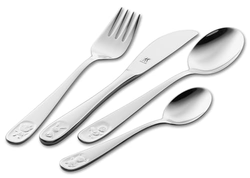 ZWILLING Bino Kinderbesteck-Set, 4-teilig, mit eingeprägten Tiermotiven, Für Kinder ab 3 Jahren, 18/10 Edelstahl, plastikfreie Verpackung von Zwilling